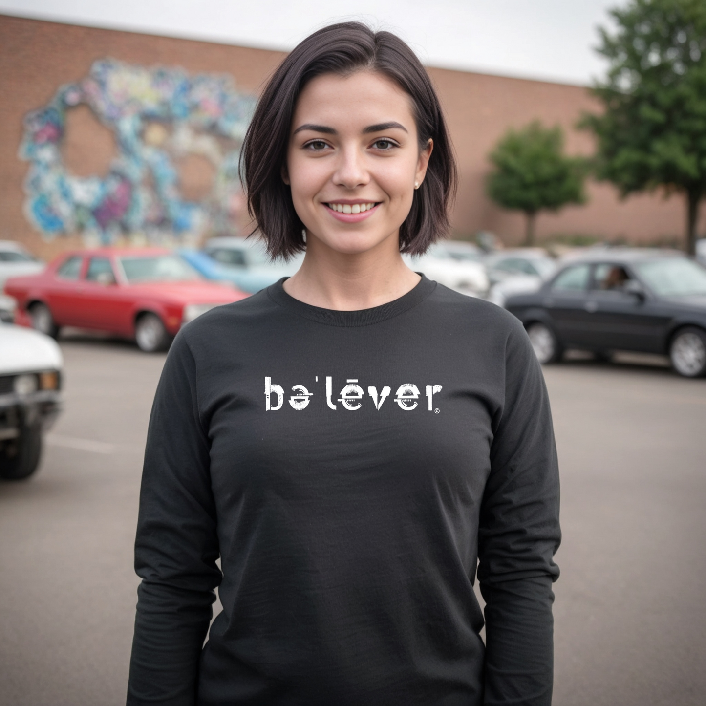 Long Sleeve T-Shirt - believer - White Design