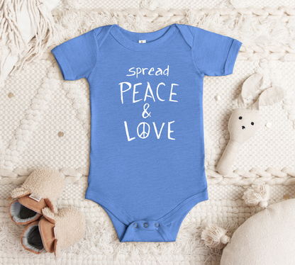 Baby Short Sleeve Onesie - Spread Peace & Love - White Design