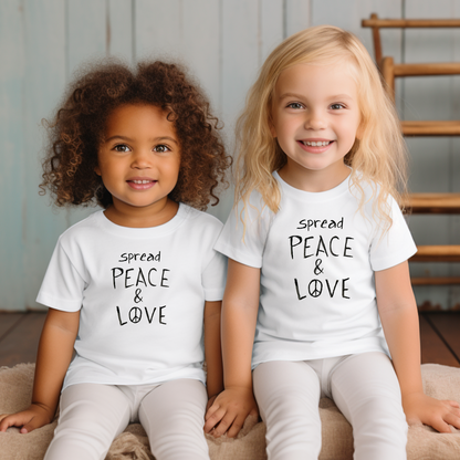 Toddler Short Sleeve T-Shirt - Spread Peace & Love - Black Design