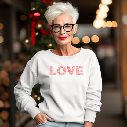 Classic Sweatshirt - Love & Peace - Red on White