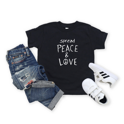 Toddler Short Sleeve T-Shirt - Spread Peace & Love - White Design