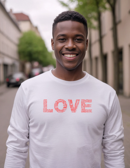 Long Sleeve T-Shirt - Love & Peace - Red on White