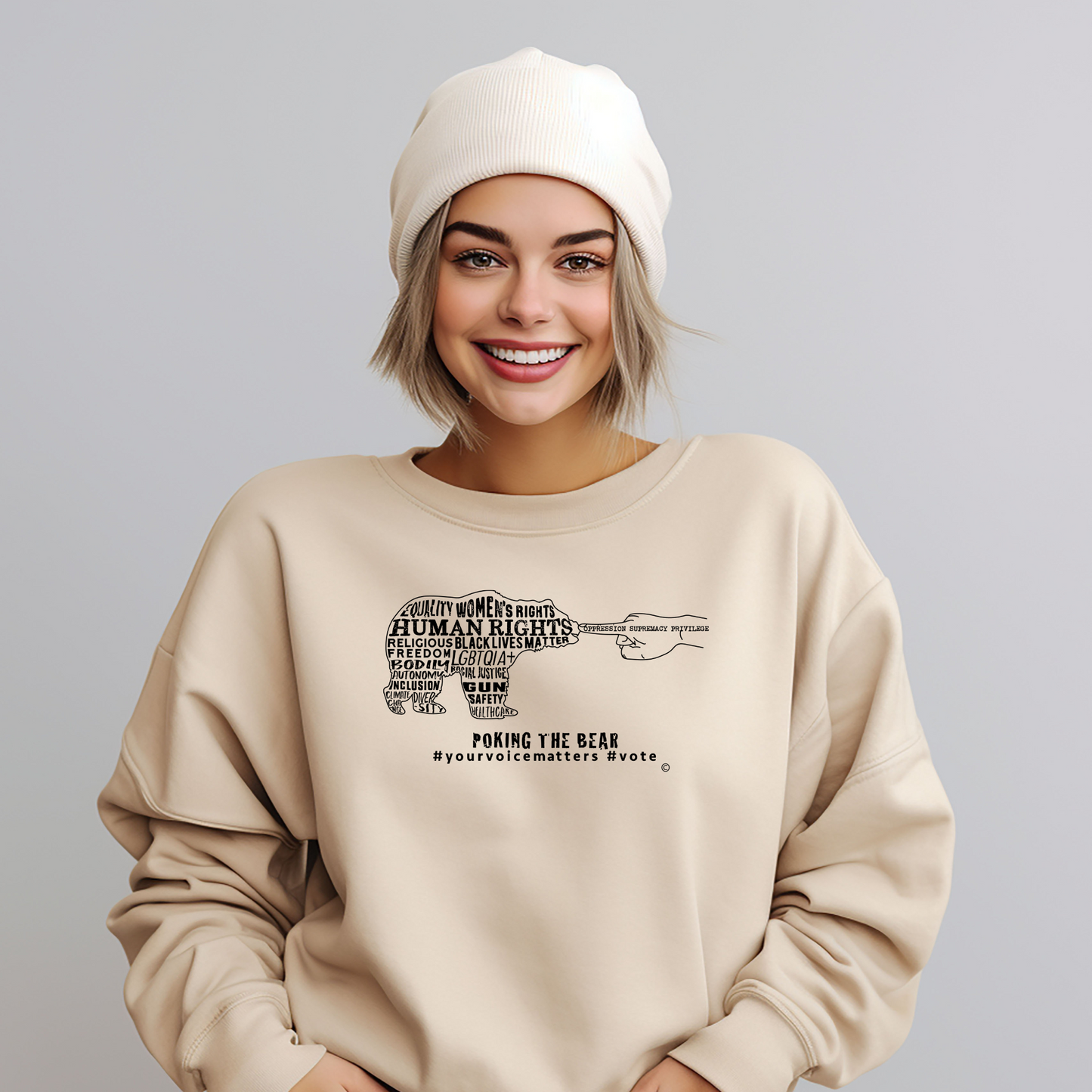 Classic Sweatshirt - Poking the Bear - Black Design with Hashtags