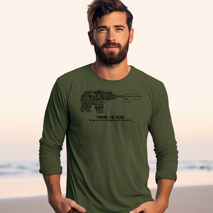 Long Sleeve T-Shirt - Poking the Bear - Black Design with Hashtags