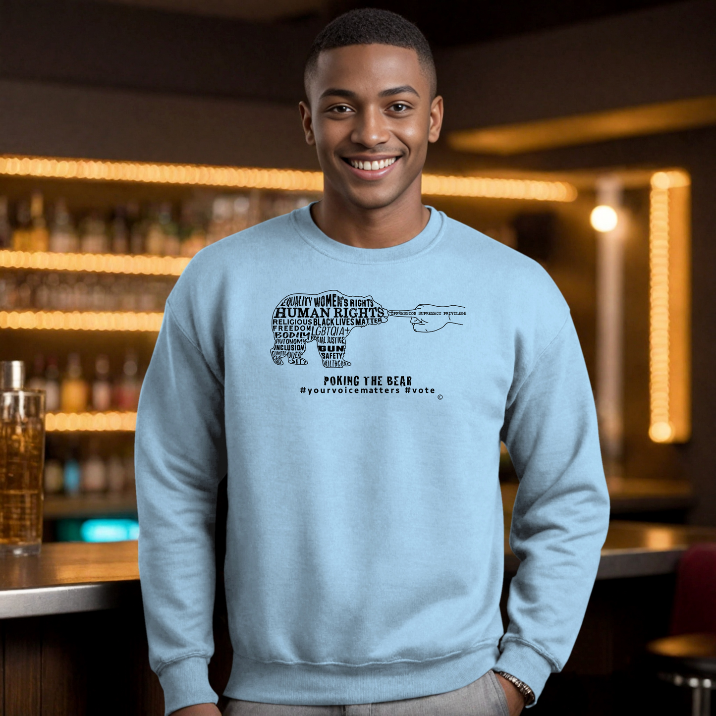 Classic Sweatshirt - Poking the Bear - Black Design with Hashtags