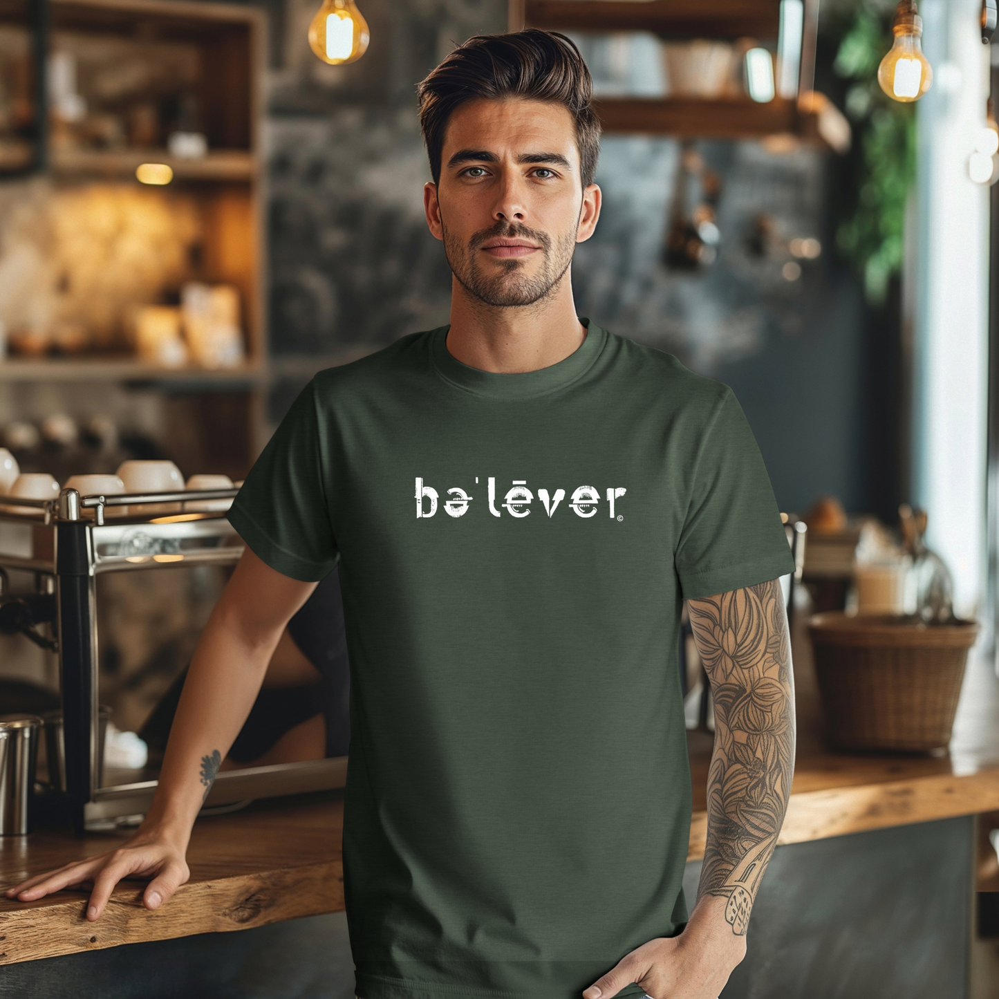 Short Sleeve T-Shirt - believer - White Design