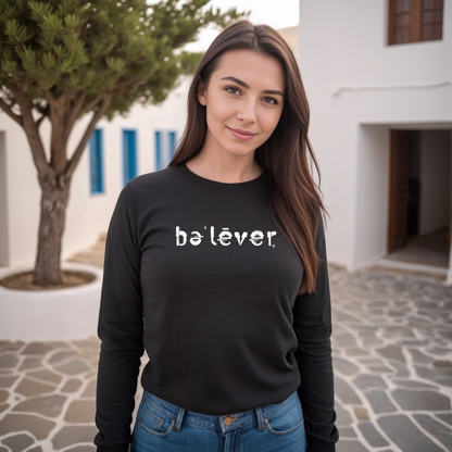 Long Sleeve T-Shirt - believer - White Design