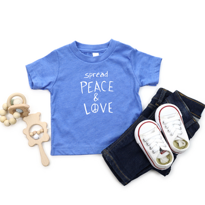 Toddler Short Sleeve T-Shirt - Spread Peace & Love - White Design