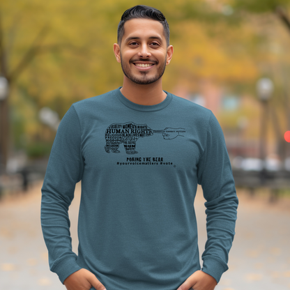 Long Sleeve T-Shirt - Poking the Bear - Black Design with Hashtags