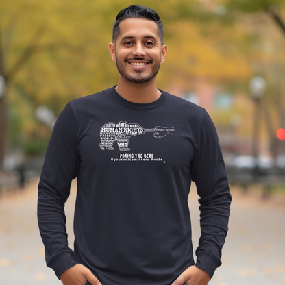 Long Sleeve T-Shirt - Poking the Bear - White Design with Hashtags