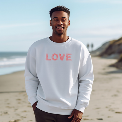 Classic Sweatshirt - Love & Peace - Red on White