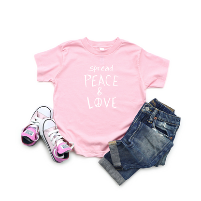 Toddler Short Sleeve T-Shirt - Spread Peace & Love - White Design