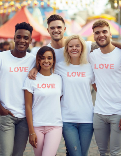 Short Sleeve T-Shirt - Love & Peace - Red on White