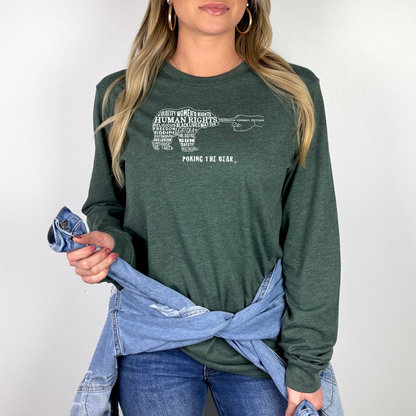 Long Sleeve T-Shirt - Poking the Bear - White Design