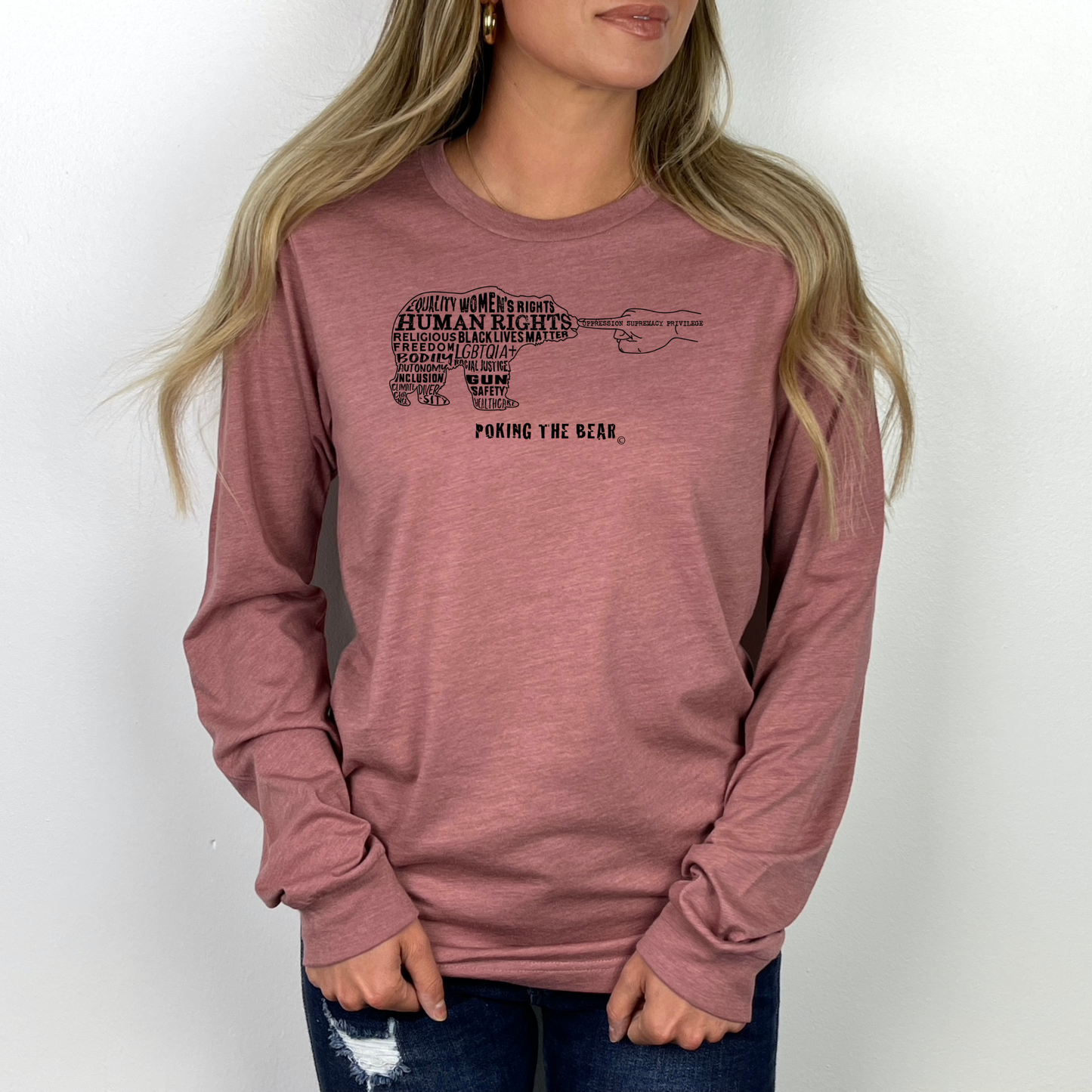 Long Sleeve T-Shirt - Poking the Bear - Black Design