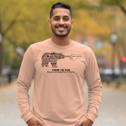 Long Sleeve T-Shirt - Poking the Bear - Black Design with Hashtags