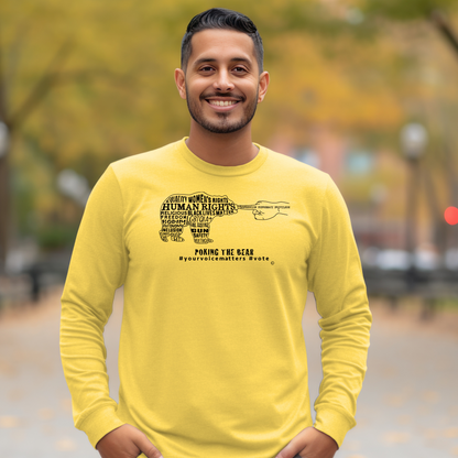 Long Sleeve T-Shirt - Poking the Bear - Black Design with Hashtags