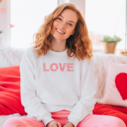 Classic Sweatshirt - Love & Peace - Red on White