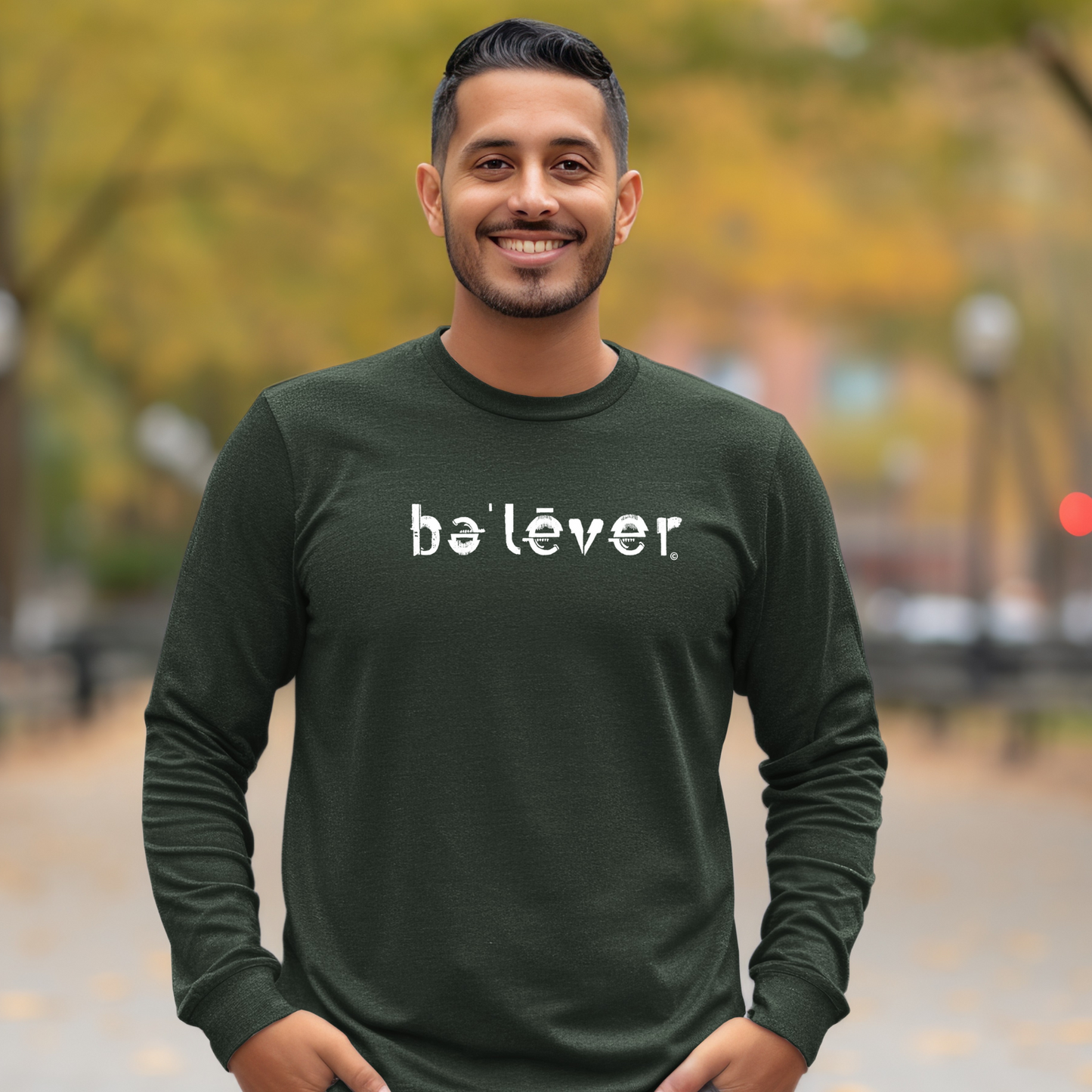 Long Sleeve T-Shirt - believer - White Design