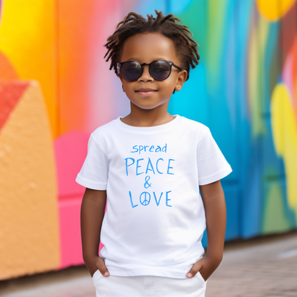 Toddler Short Sleeve T-Shirt - Spread Peace & Love - Blue Design