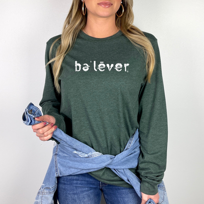 Long Sleeve T-Shirt - believer - White Design