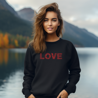 Classic Sweatshirt - Love & Peace - Red on Black