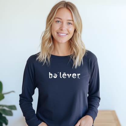 Long Sleeve T-Shirt - believer - White Design