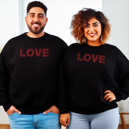 Classic Sweatshirt - Love & Peace - Red on Black