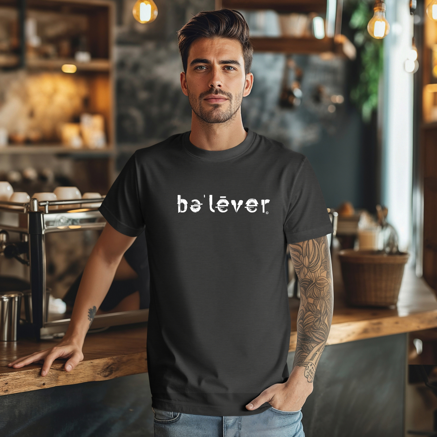 Short Sleeve T-Shirt - believer - White Design