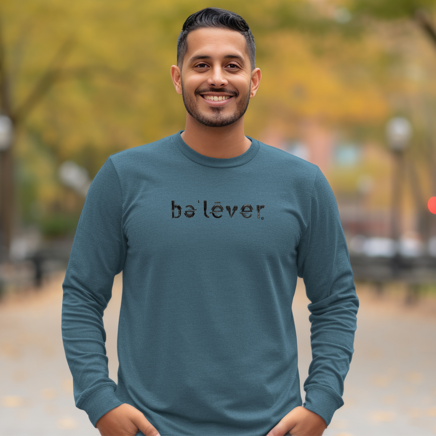 Long Sleeve T-Shirt - believer - Black Design