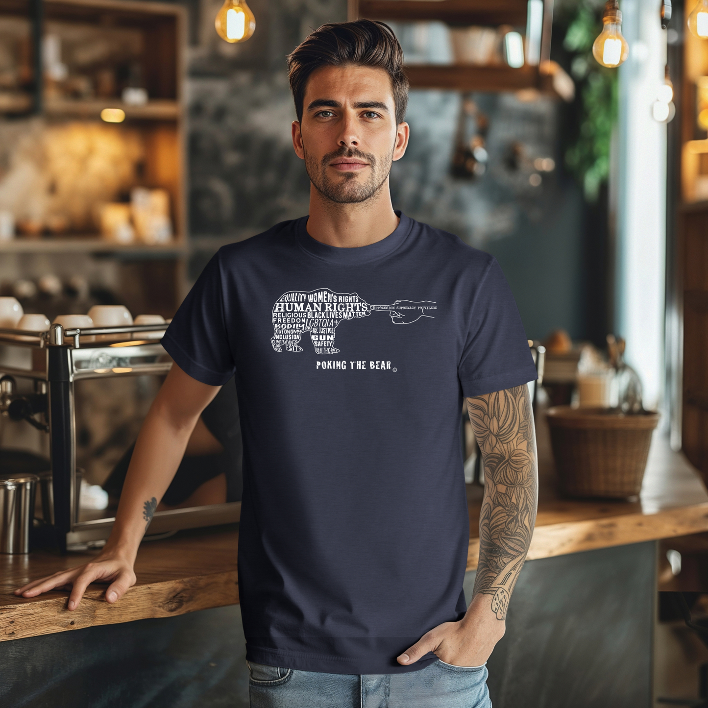 Short Sleeve T-Shirt - Poking the Bear - White Design