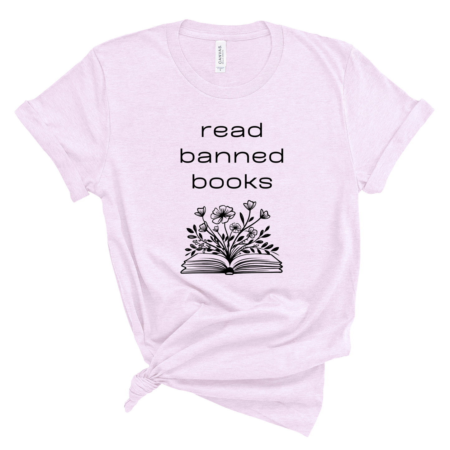 Short Sleeve T-Shirt - Read Banned Books - Book & Floral Design