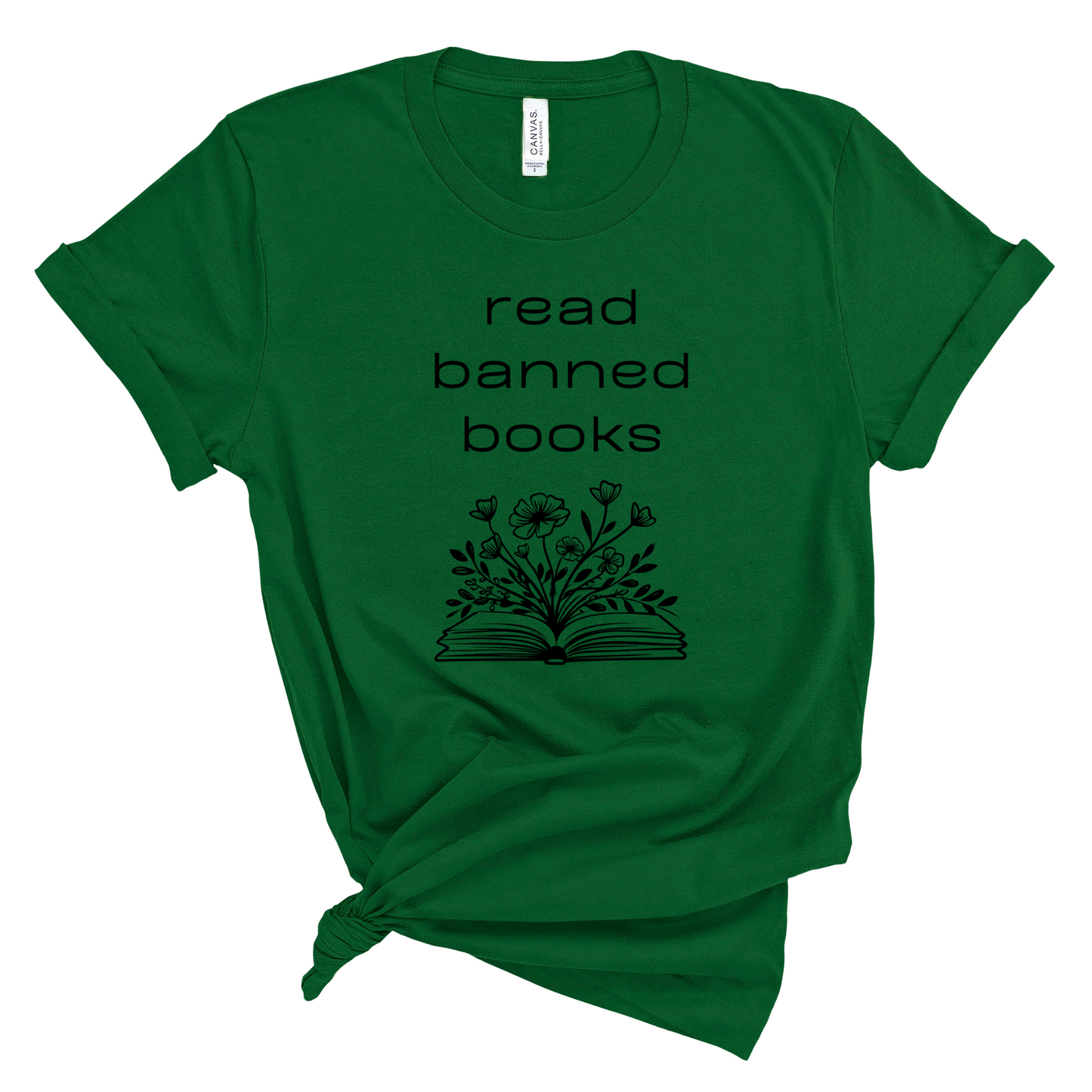 Short Sleeve T-Shirt - Read Banned Books - Book & Floral Design