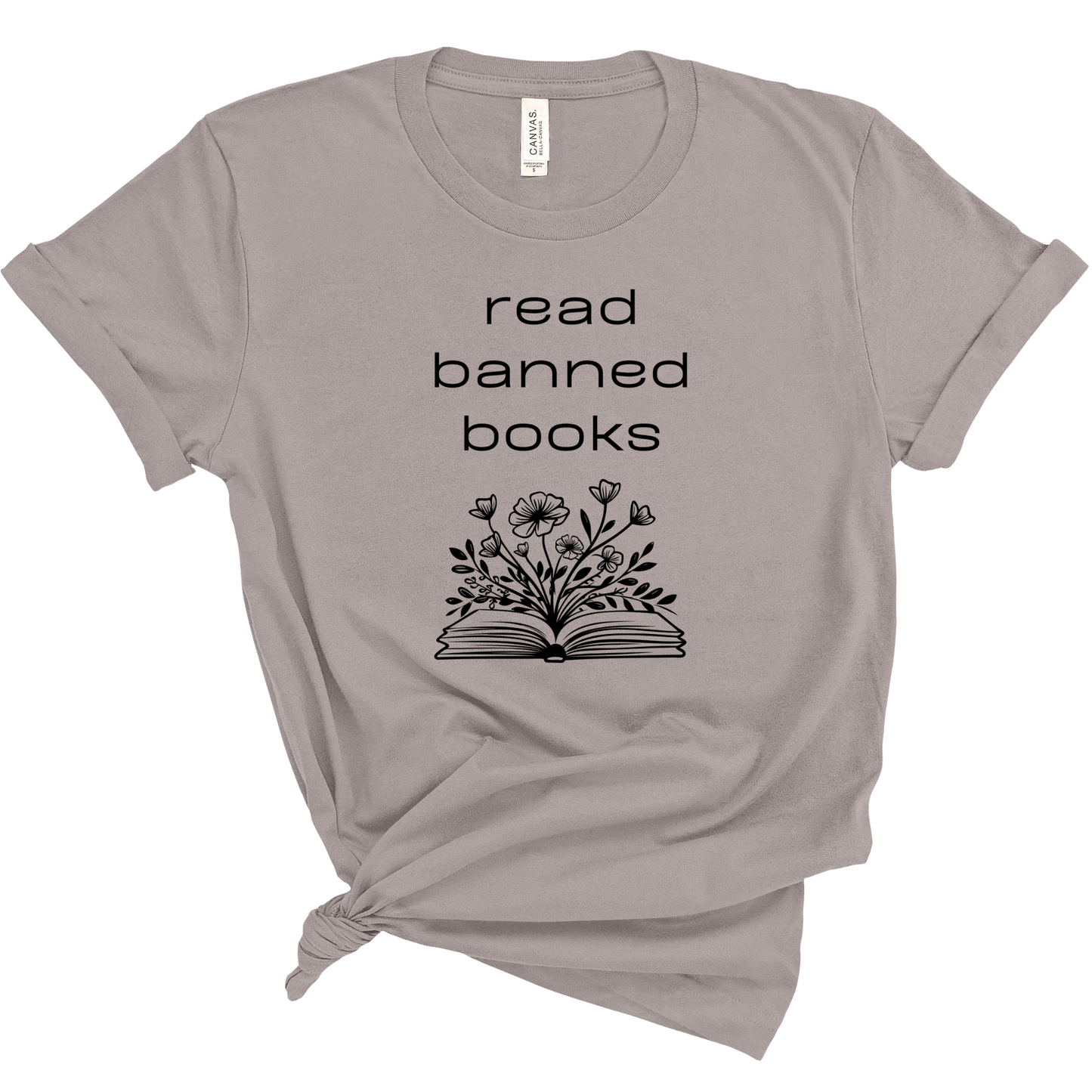 Short Sleeve T-Shirt - Read Banned Books - Book & Floral Design