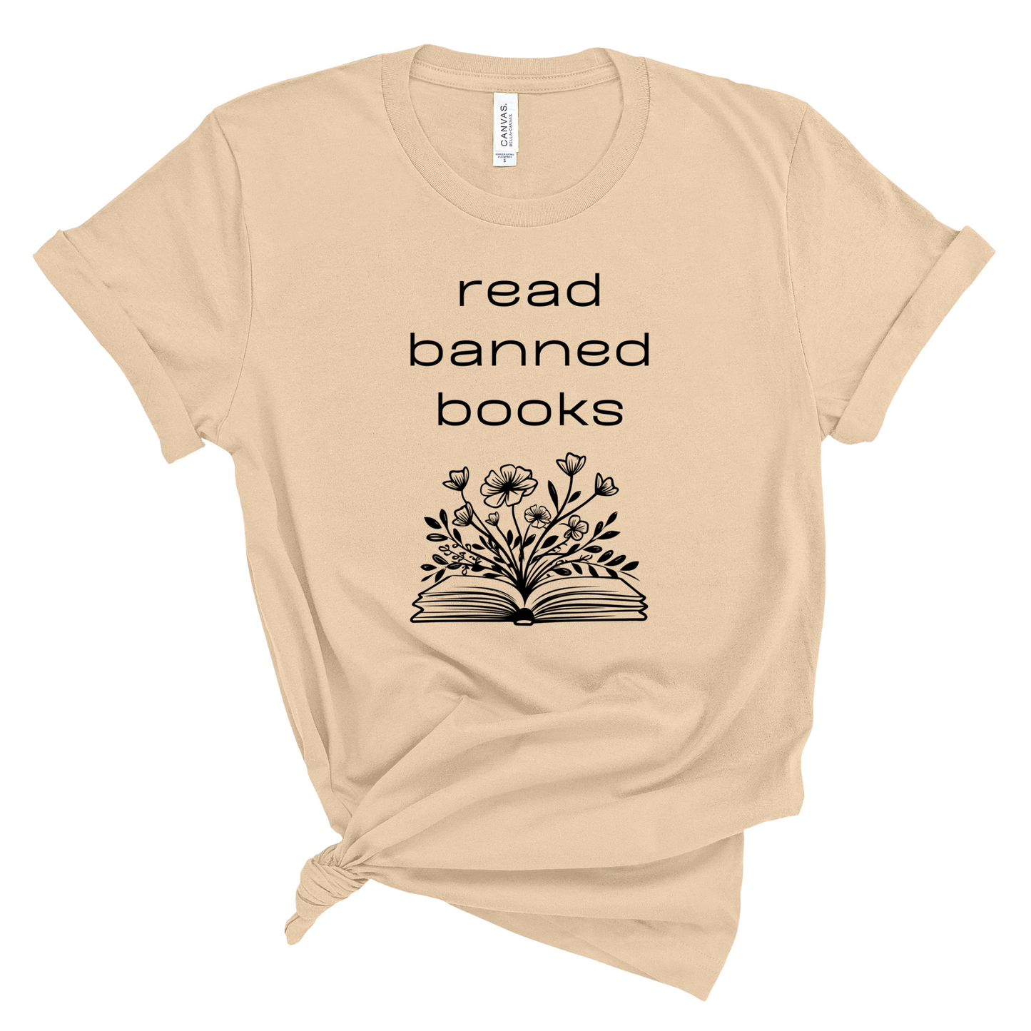 Short Sleeve T-Shirt - Read Banned Books - Book & Floral Design