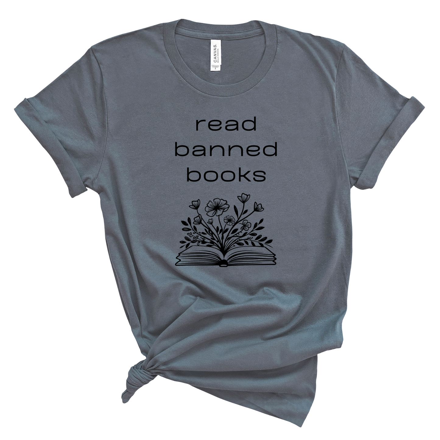 Short Sleeve T-Shirt - Read Banned Books - Book & Floral Design