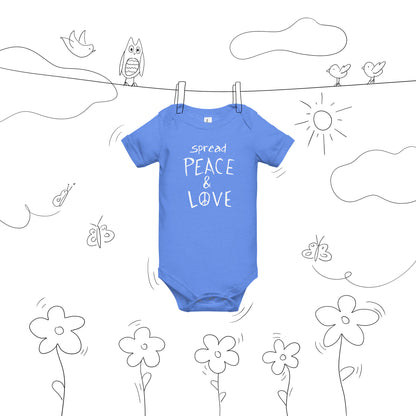 Baby Short Sleeve Onesie - Spread Peace & Love - White Design