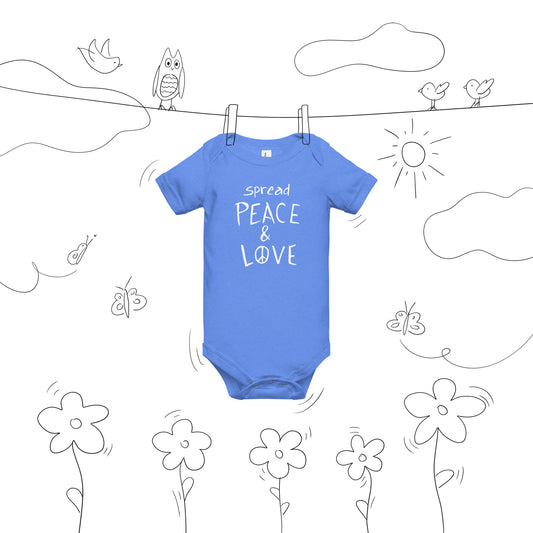 Baby Short Sleeve Onesie - Spread Peace & Love - White Design