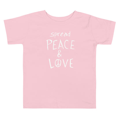 Toddler Short Sleeve T-Shirt - Spread Peace & Love - White Design