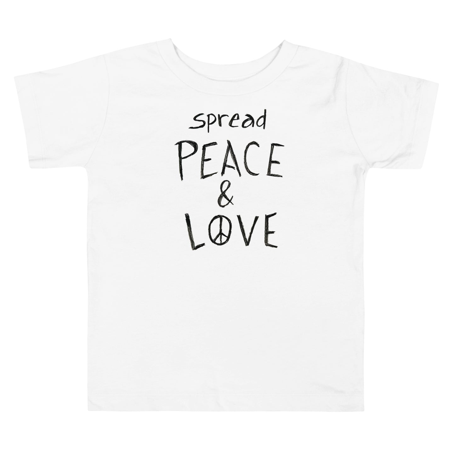 Toddler Short Sleeve T-Shirt - Spread Peace & Love - Black Design