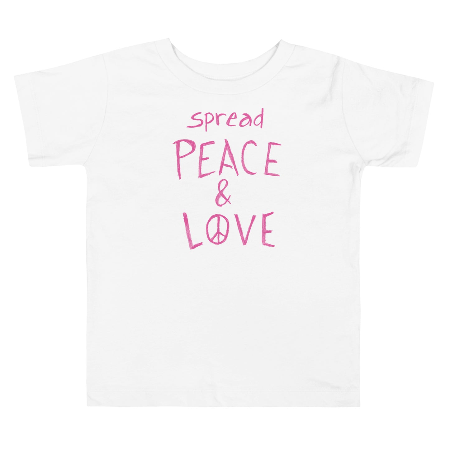 Toddler Short Sleeve T-Shirt - Spread Peace & Love - Pink Design