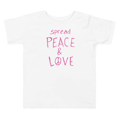 Toddler Short Sleeve T-Shirt - Spread Peace & Love - Pink Design