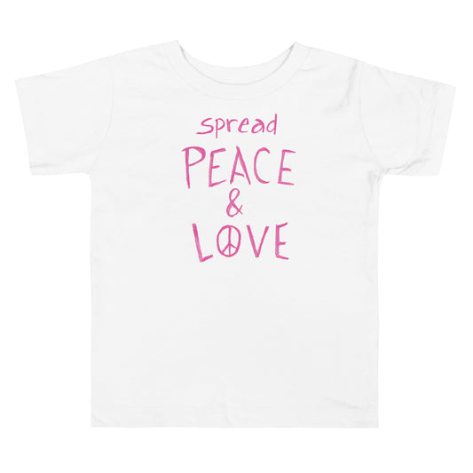 Toddler Short Sleeve T-Shirt - Spread Peace & Love - Pink Design