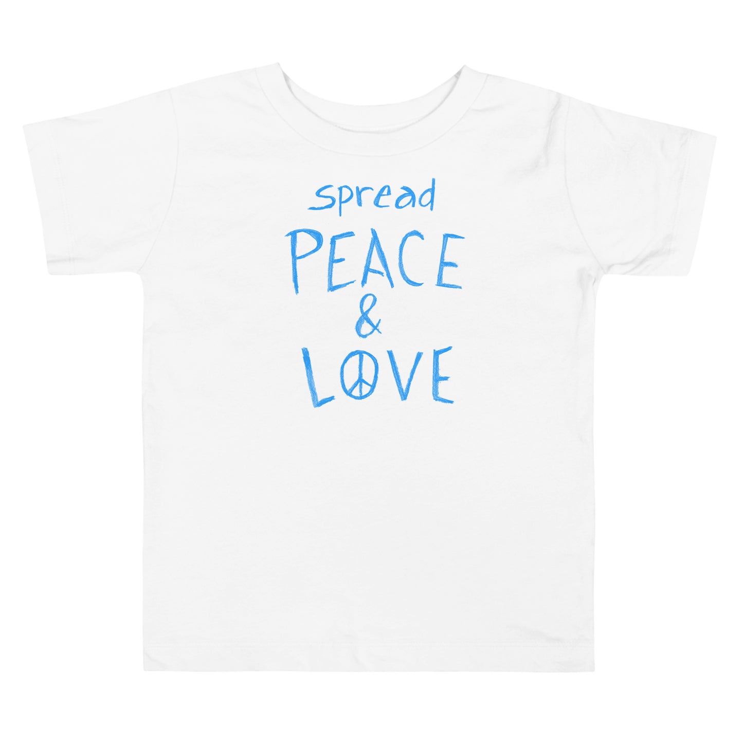 Toddler Short Sleeve T-Shirt - Spread Peace & Love - Blue Design