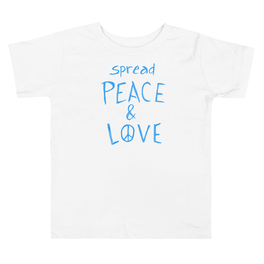 Toddler Short Sleeve T-Shirt - Spread Peace & Love - Blue Design