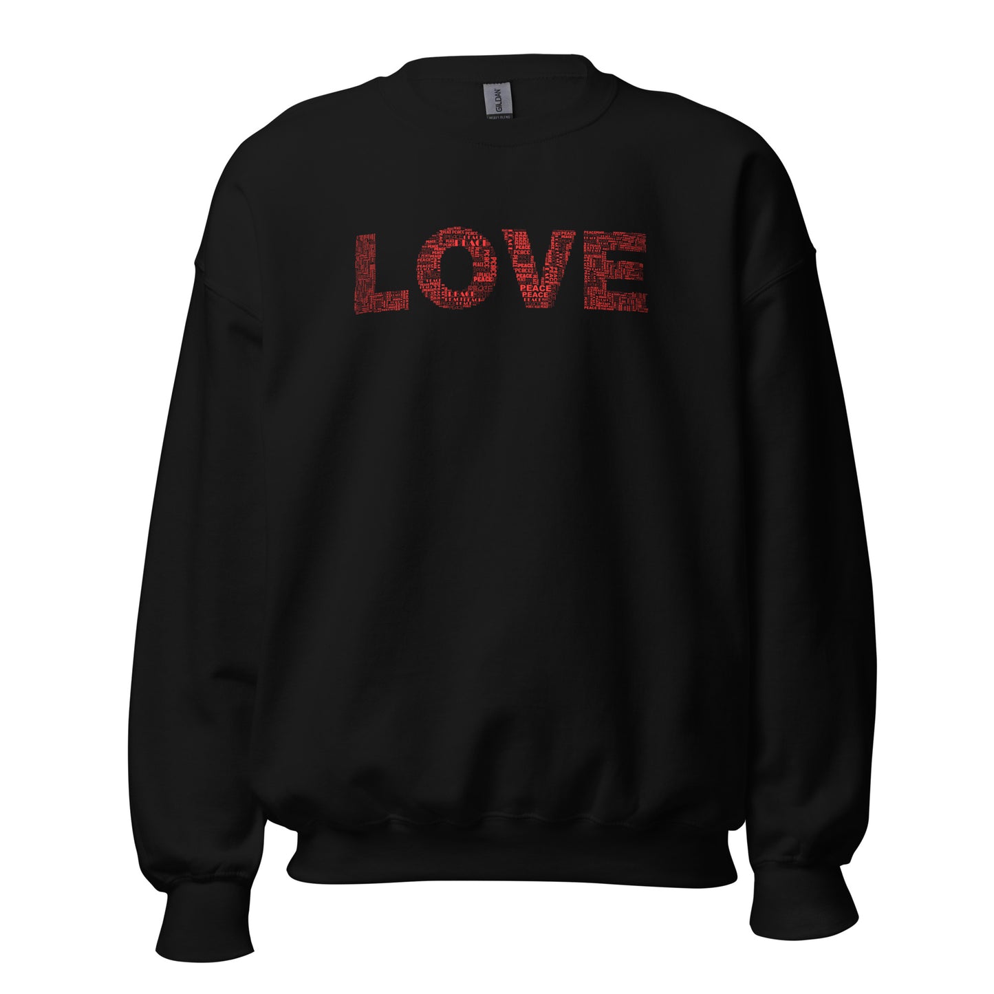 Classic Sweatshirt - Love & Peace - Red on Black