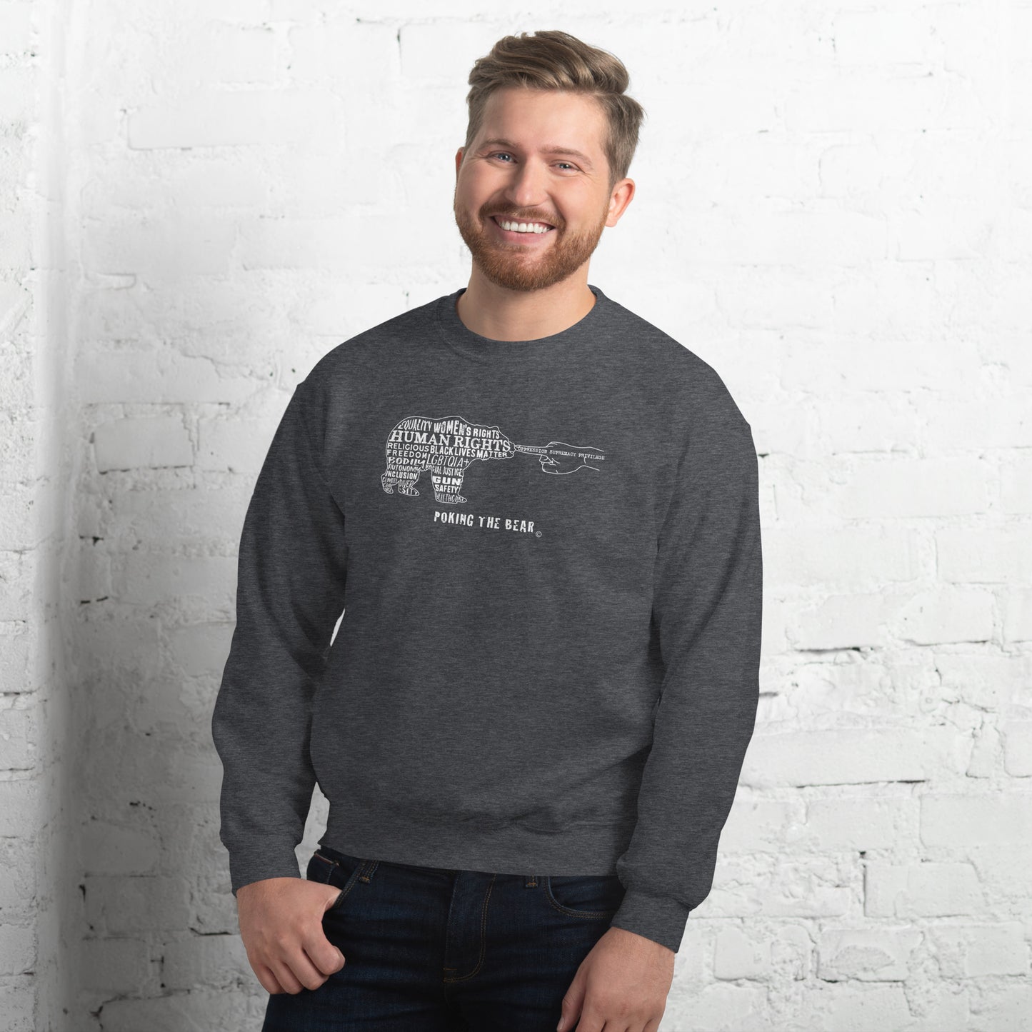 Classic Sweatshirt - Poking the Bear - White Design