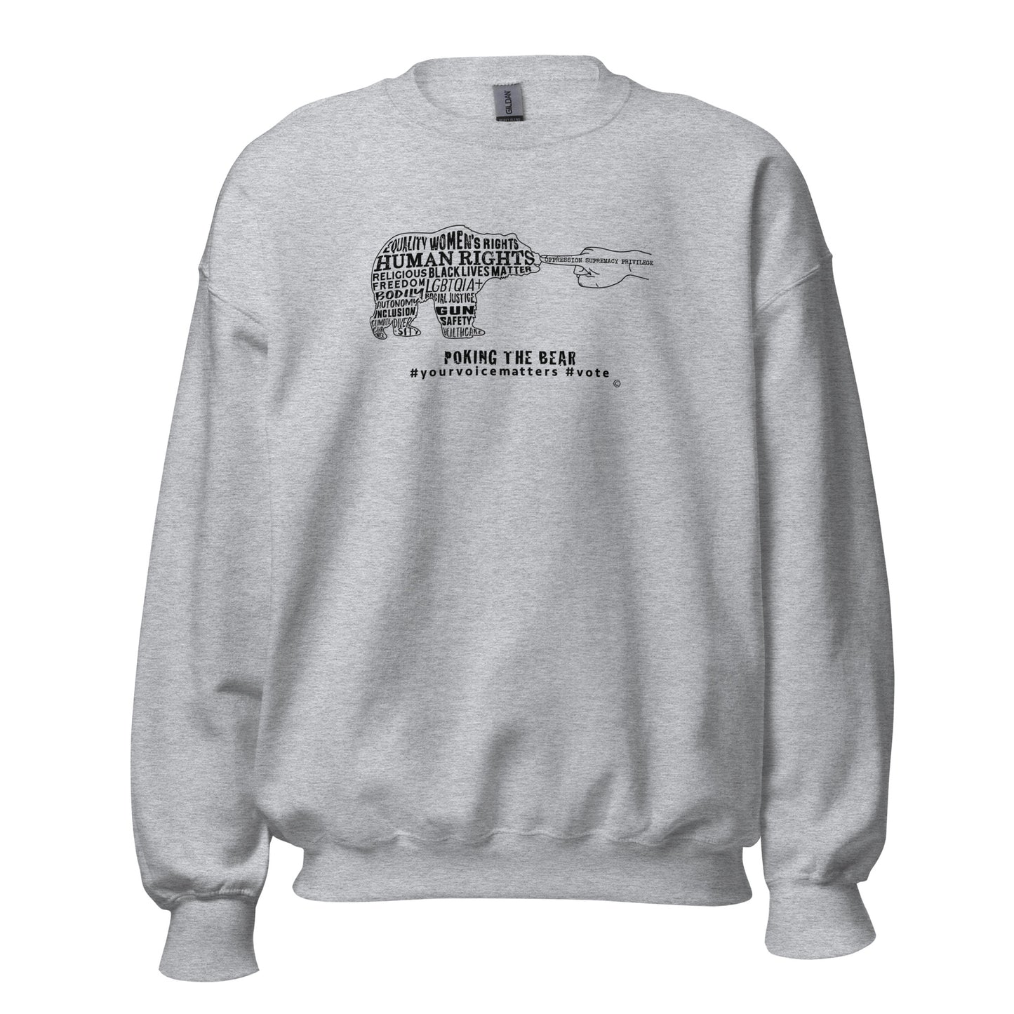 Classic Sweatshirt - Poking the Bear - Black Design with Hashtags