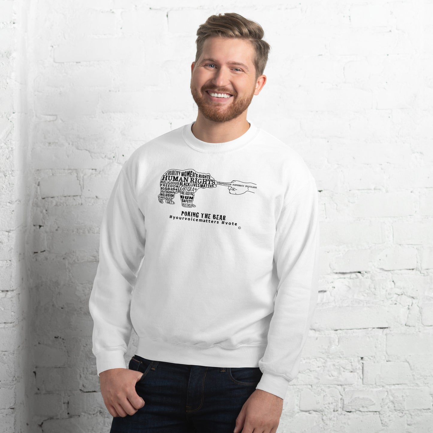 Classic Sweatshirt - Poking the Bear - Black Design with Hashtags