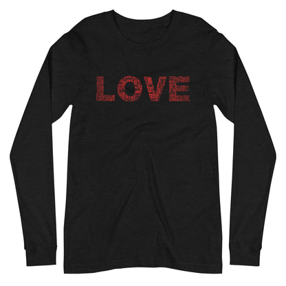 Long Sleeve T-Shirt - Love & Peace - Red on Black